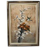 Japanese Painting on Fabric – Signed with Seal – Framed Artwork - Photo1 Japanese Painting on Fabric – Signed with Seal – Framed Artwork