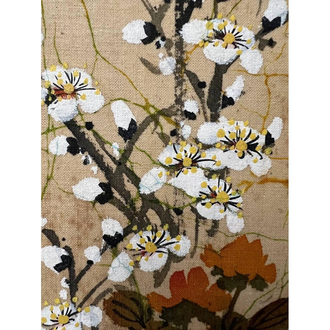 Japanese Painting on Fabric – Signed with Seal – Framed Artwork - Photo4 Japanese Painting on Fabric – Signed with Seal – Framed Artwork