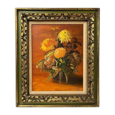 Vintage Oil Painting Still Life – Signed Anne Grande 1967 – Framed Floral Artwork - Buy